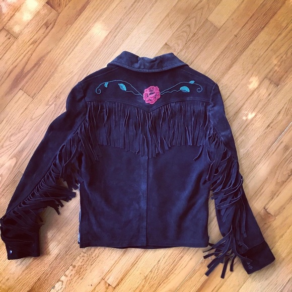 Vintage Prince Suede Embroidered Western Style Fringe Cowboy Jacket - Picture 2 of 16